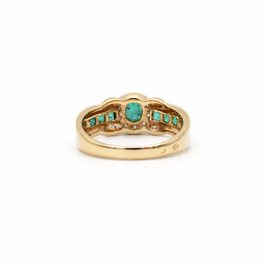 Bague Or jaune - Emeraudes et Diamants