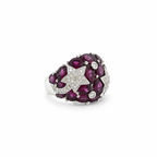 Bague Dôme - Étoiles - Or Blanc - Tourmaline et Diamants