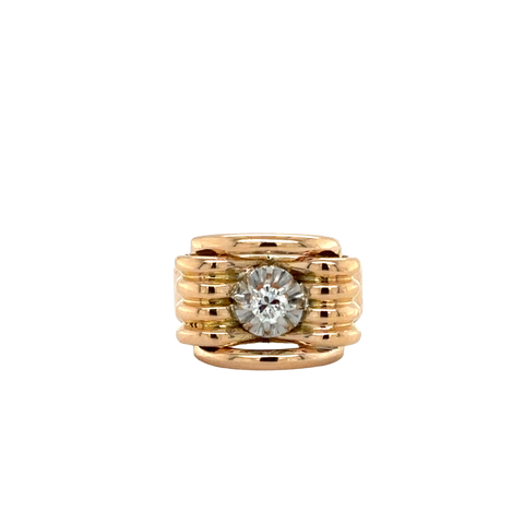 Bague tank noeud or rose et diamant - 1940