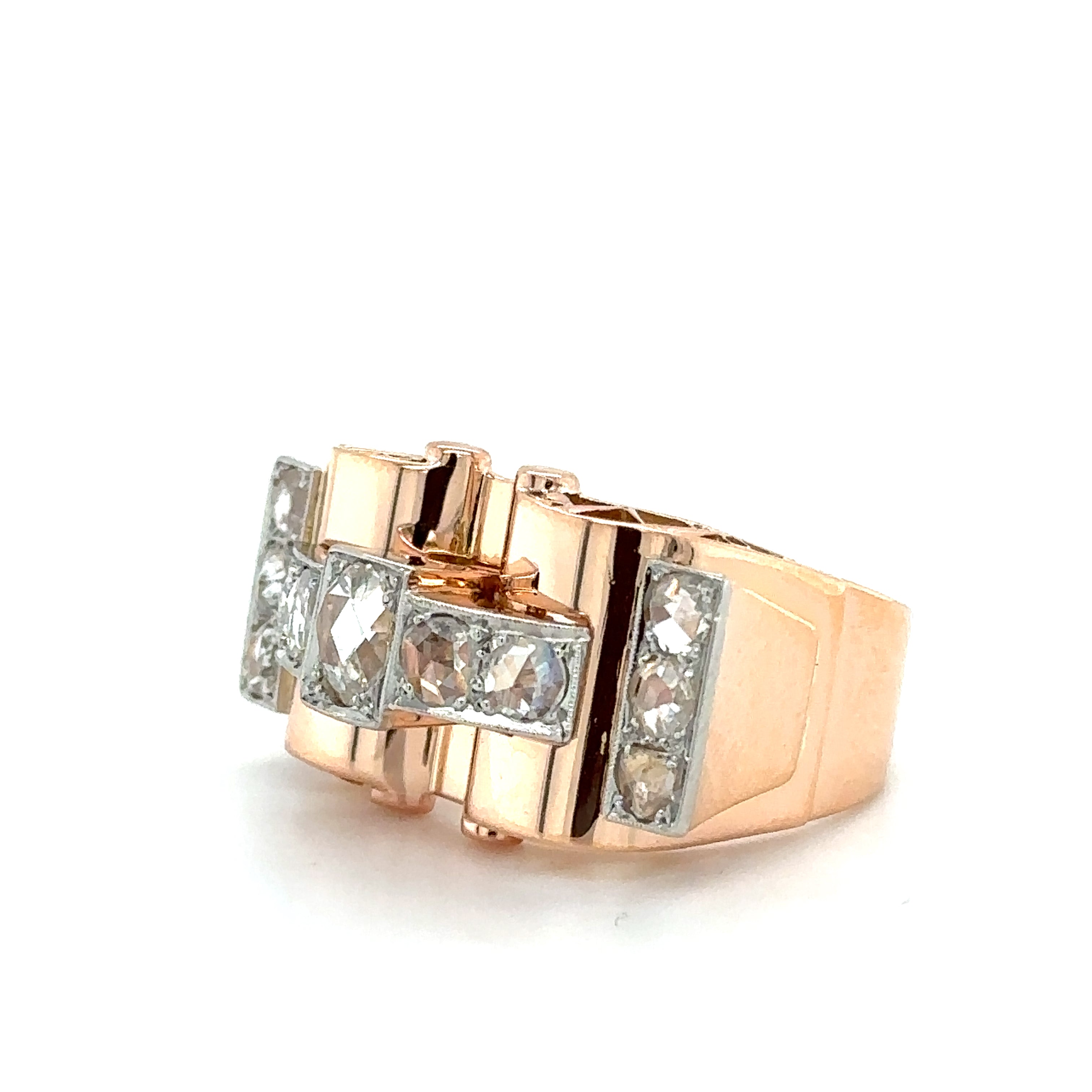 Art Déco Bague Tank Or Rose et Diamants – LA REGENCE