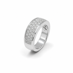 Bague Jonc - Or blanc avec pavage diamants