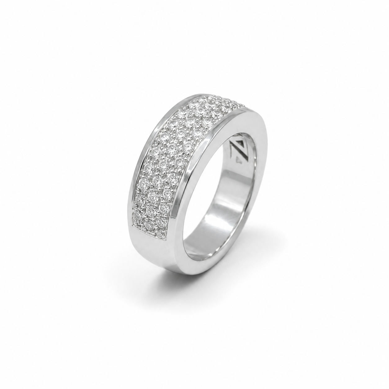 Bague Jonc - Or blanc avec pavage diamants