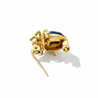 Ladybug Brooch - Yellow Gold and Blue Enamel
