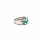 Bague bandeau - Emeraudes et diamants