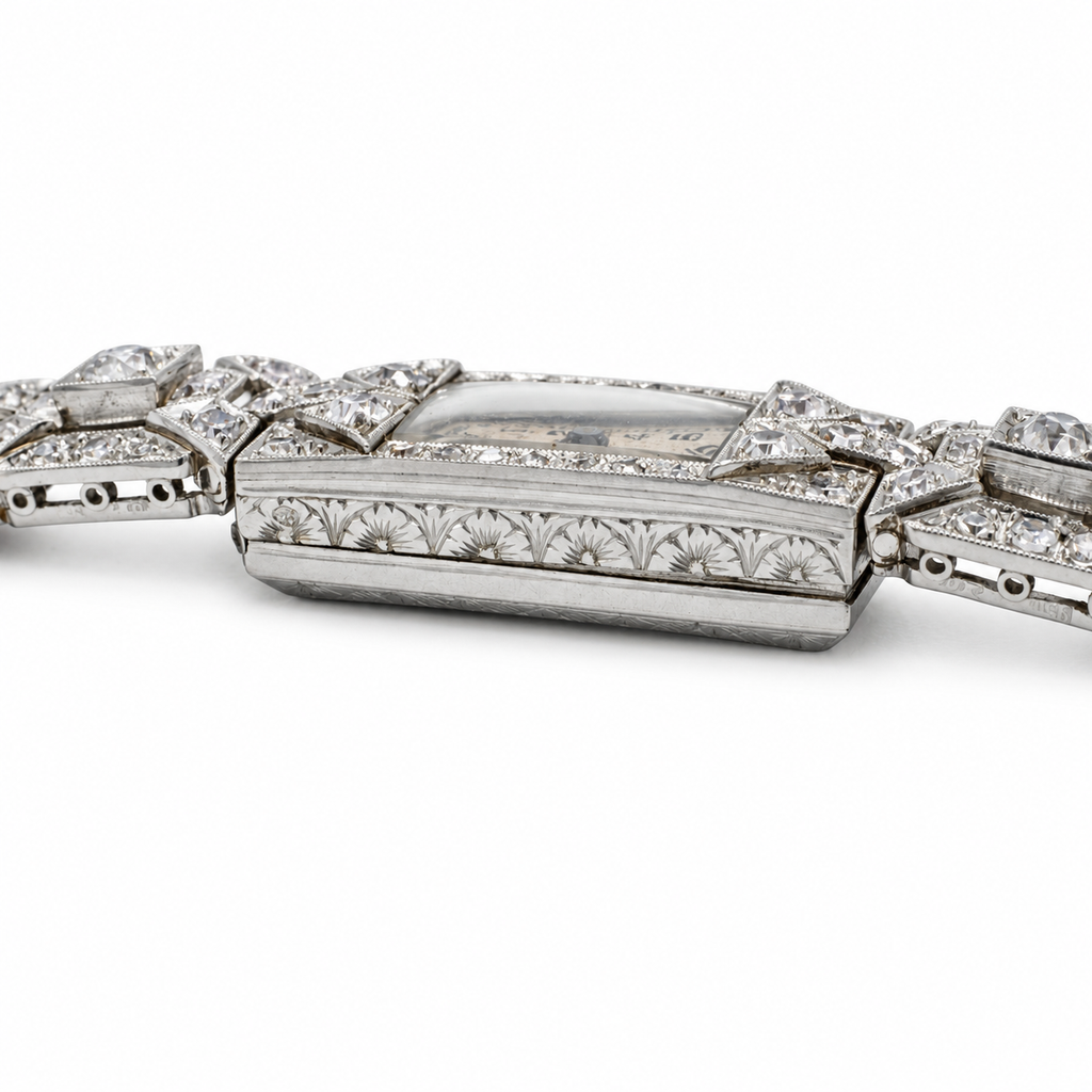 Art déco - Montre femme Platine et diamants
