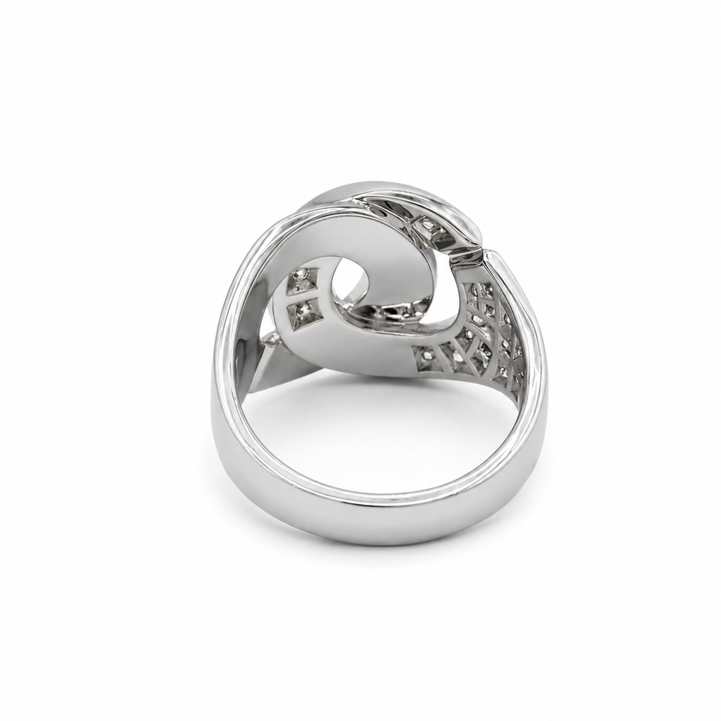 Dinh Van - Large Handcuff Ring - White Gold and Diamonds