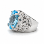 Bague d’Exception - Or blanc - Topaze et Diamants