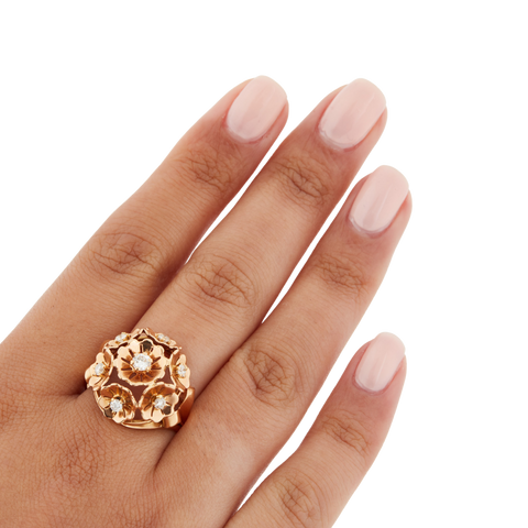 Yellow Gold Ring - 7 Diamonds