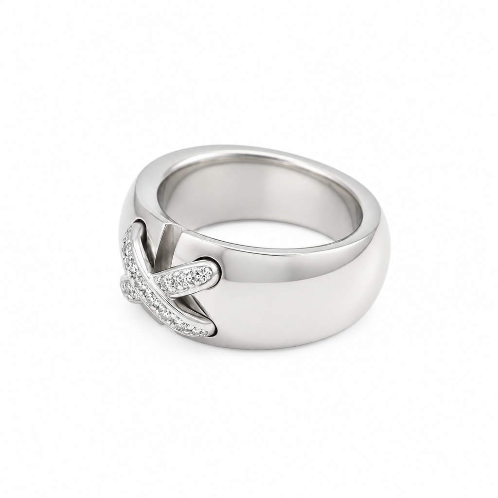 Chaumet - Double Link Ring in White Gold and Diamonds