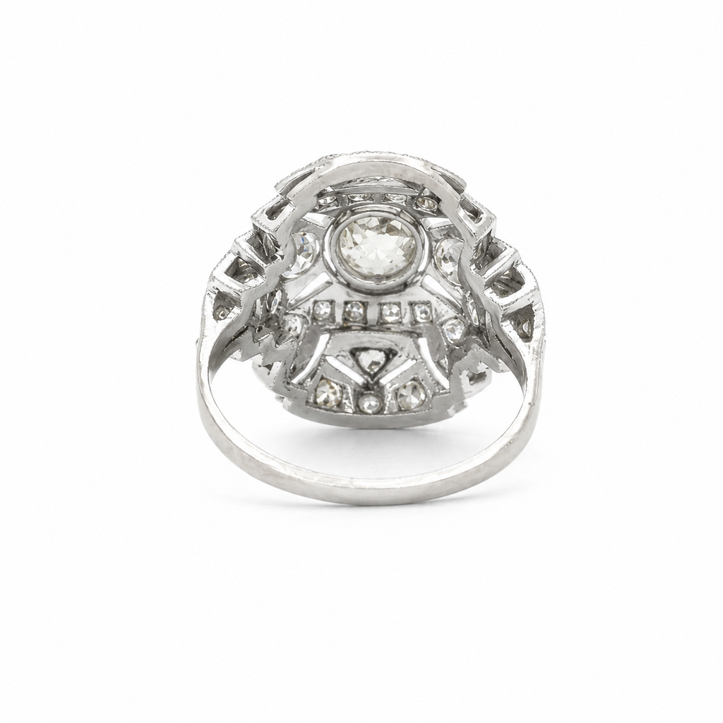 Art déco - Bague Platine - Diamants 1,30 carats