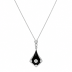 Art Déco - Collier pendentif - Platine - Diamants