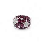 Bague Dôme - Étoiles - Or Blanc - Tourmaline et Diamants