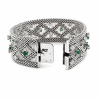 Vintage - Bracelet Or blanc - Diamants et Émeraudes