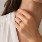 Bague - Or blanc - Saphirs et Diamants