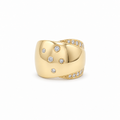 Bague bandeau or jaune et diamants