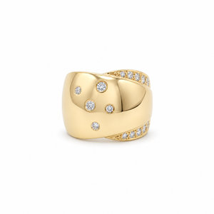 Bague bandeau or jaune et diamants