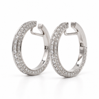 Boucles d’oreilles créoles - Or blanc et Diamants