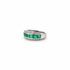 Bague bandeau - Emeraudes et diamants