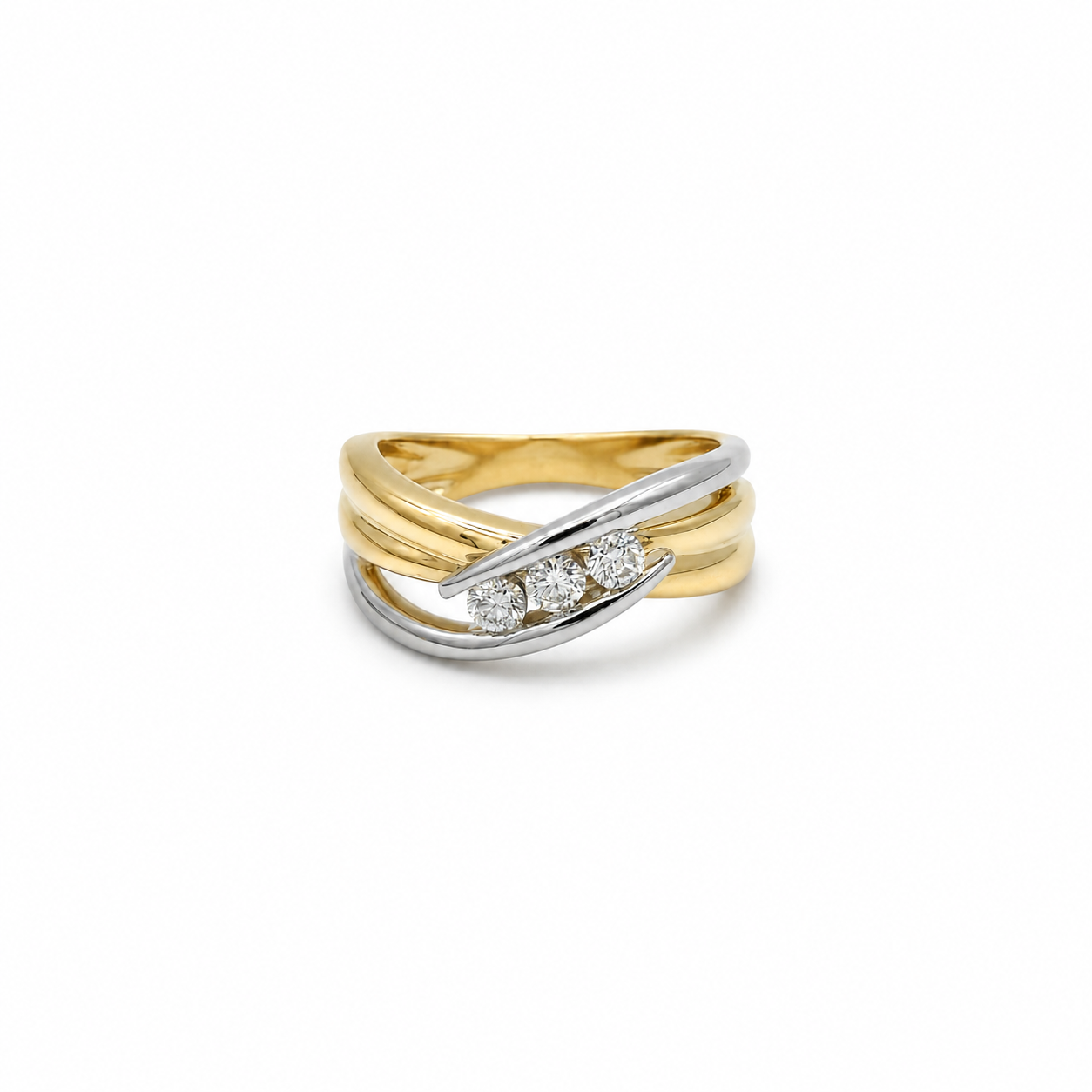 Two-tone gold ring - Diamond trilogy