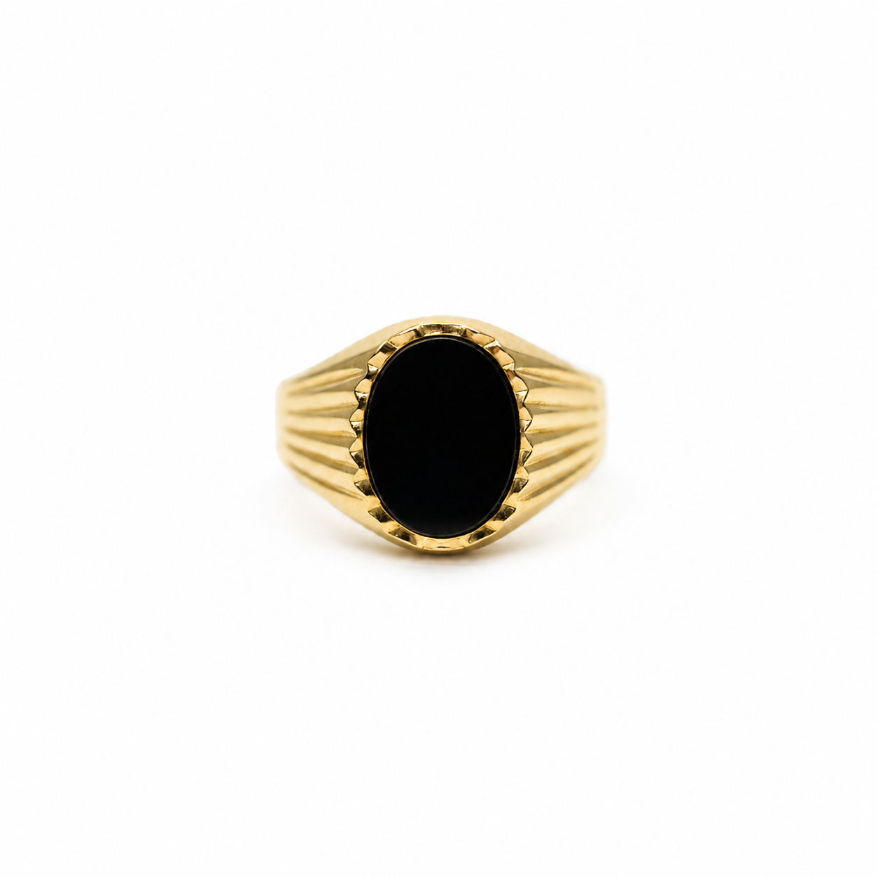 Bague Chevalière - Or Jaune et Onyx