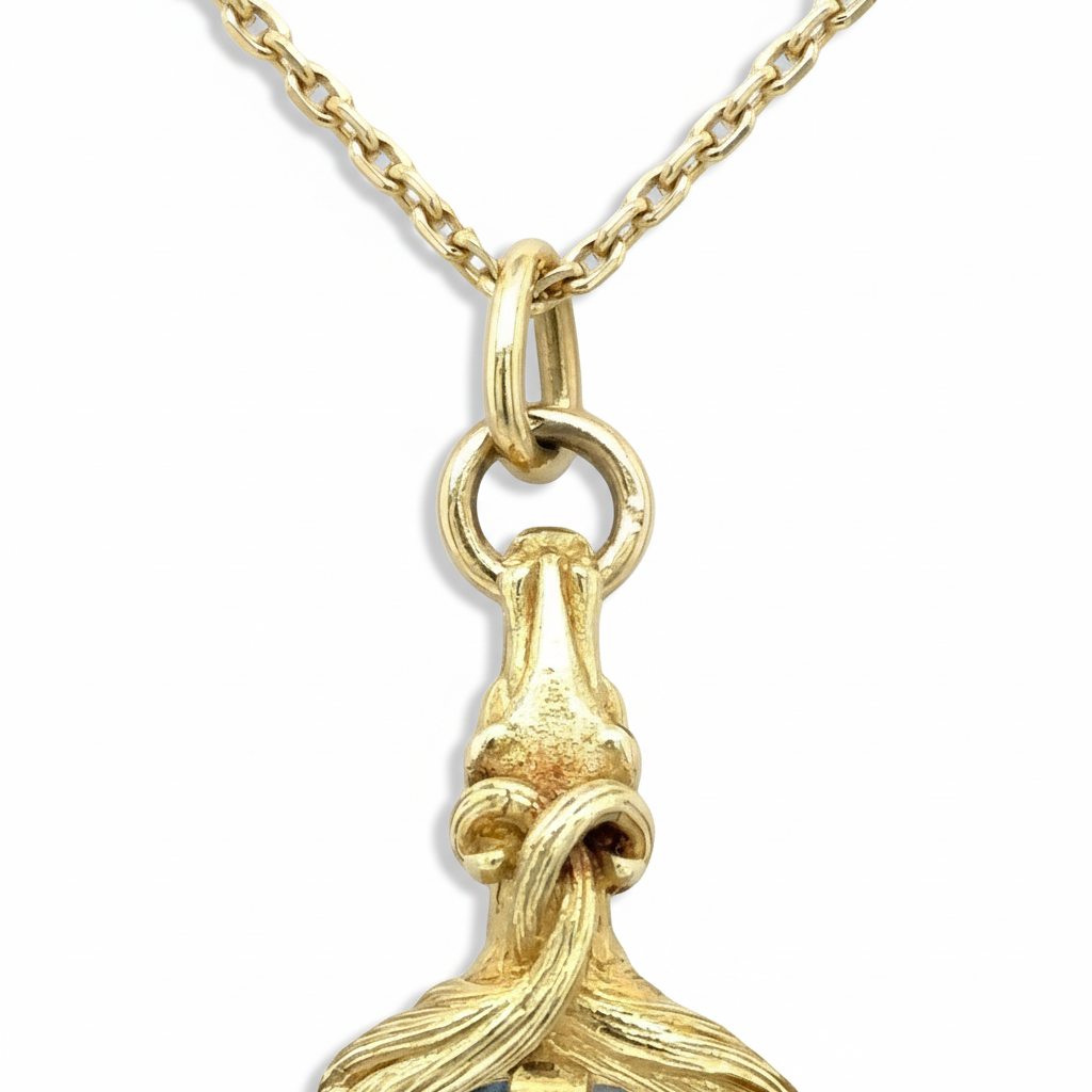 Pendentif Miroir Cheval - Or Jaune - Époque Victorienne