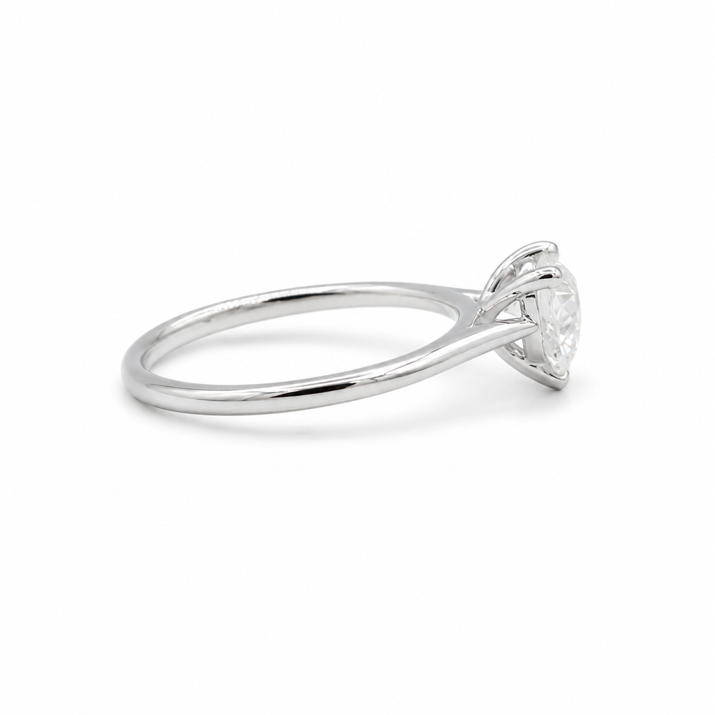 Bague Solitaire - Diamant Coeur - Or blanc