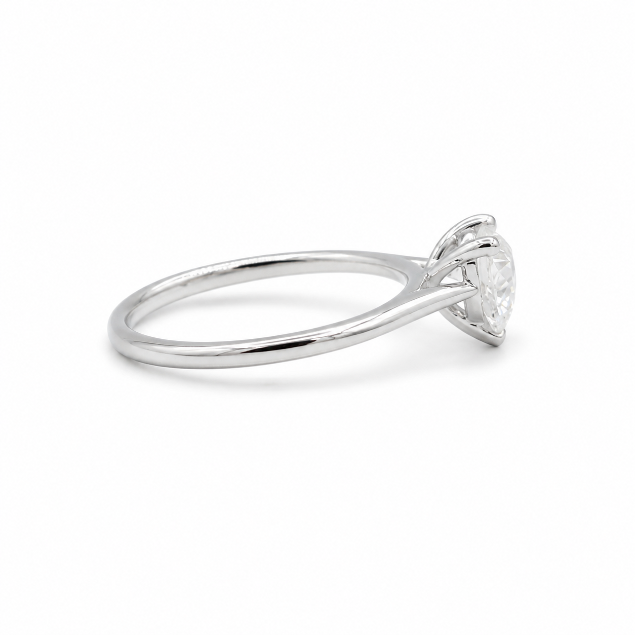 Bague Solitaire - Diamant Coeur - Or blanc