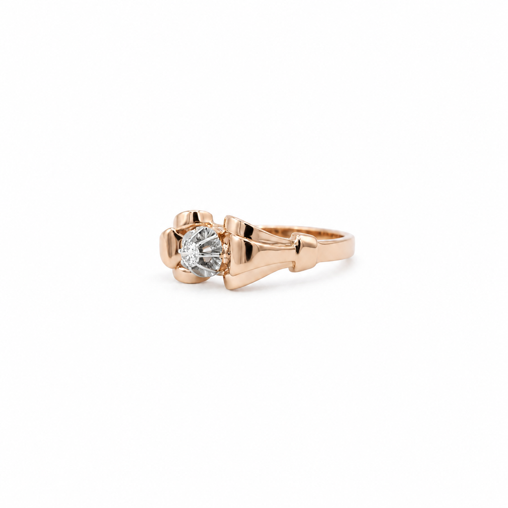 Bague Tank Or rosé, Platine et Diamants