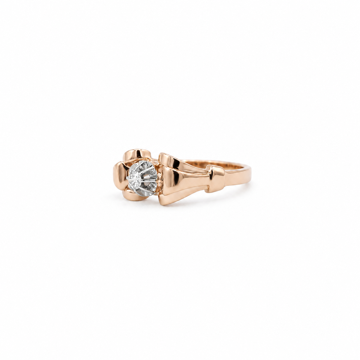 Bague Tank Or rosé, Platine et Diamants