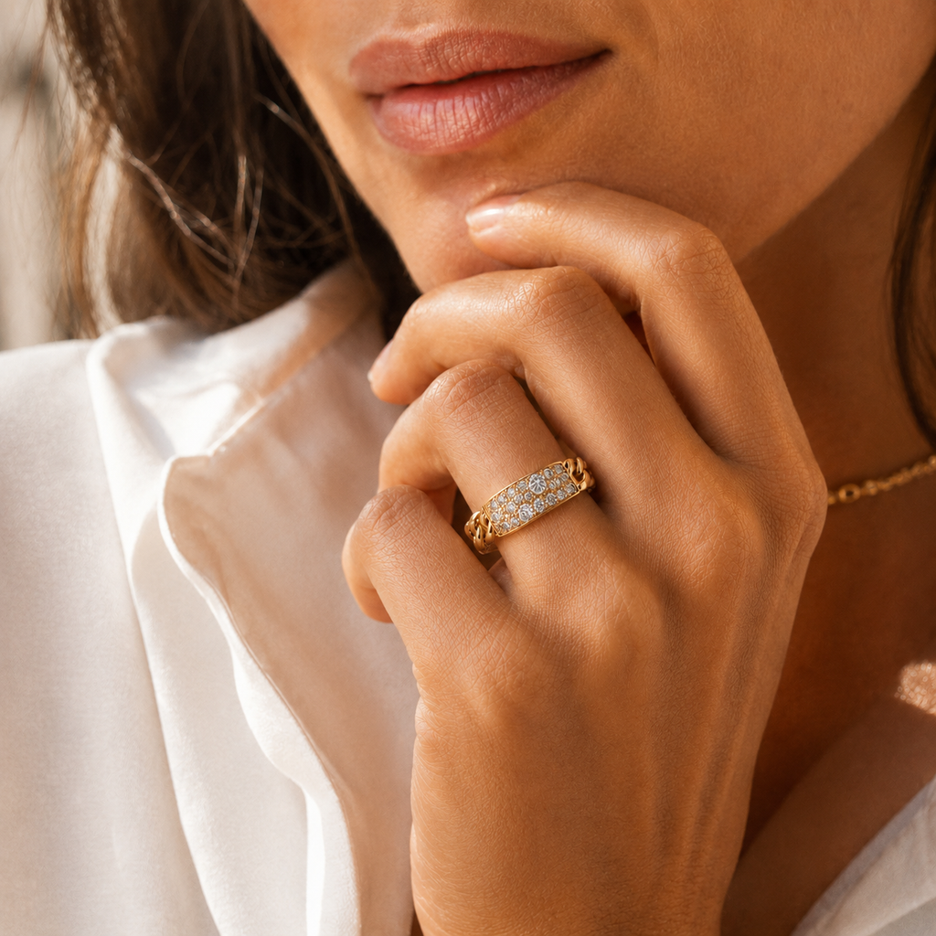 Dior - Bague Gourmette Or Jaune et Diamants