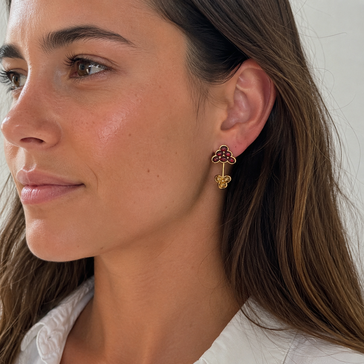 Mauboussin - Cluster Earrings - Yellow Gold - Tourmaline and Citrine