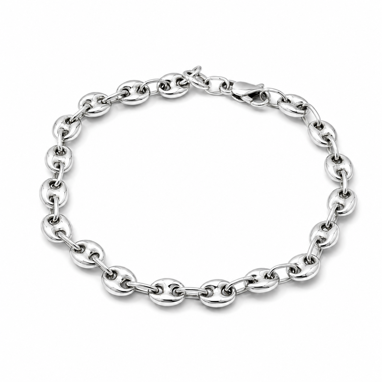 White Gold Bracelet - Coffee Bean