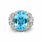 Bague d’Exception - Or blanc - Topaze et Diamants