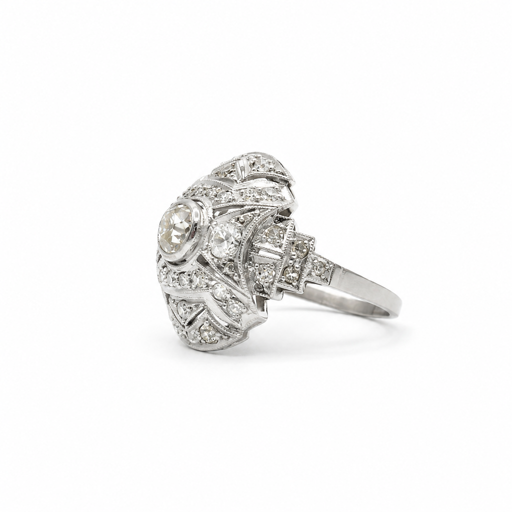 Art déco - Bague Platine - Diamants 1,30 carats