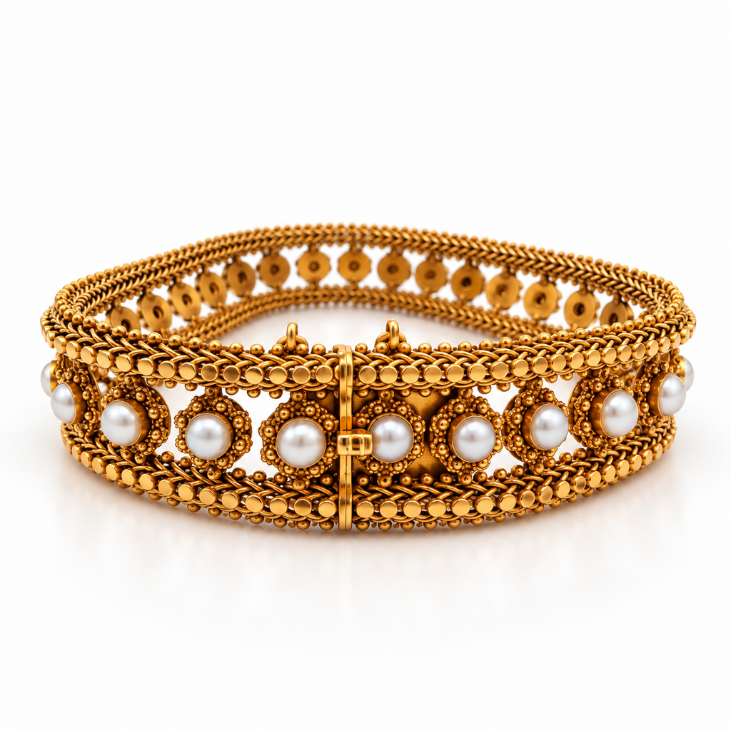Bracelet or jaune et perles de culture - Epoque 1900