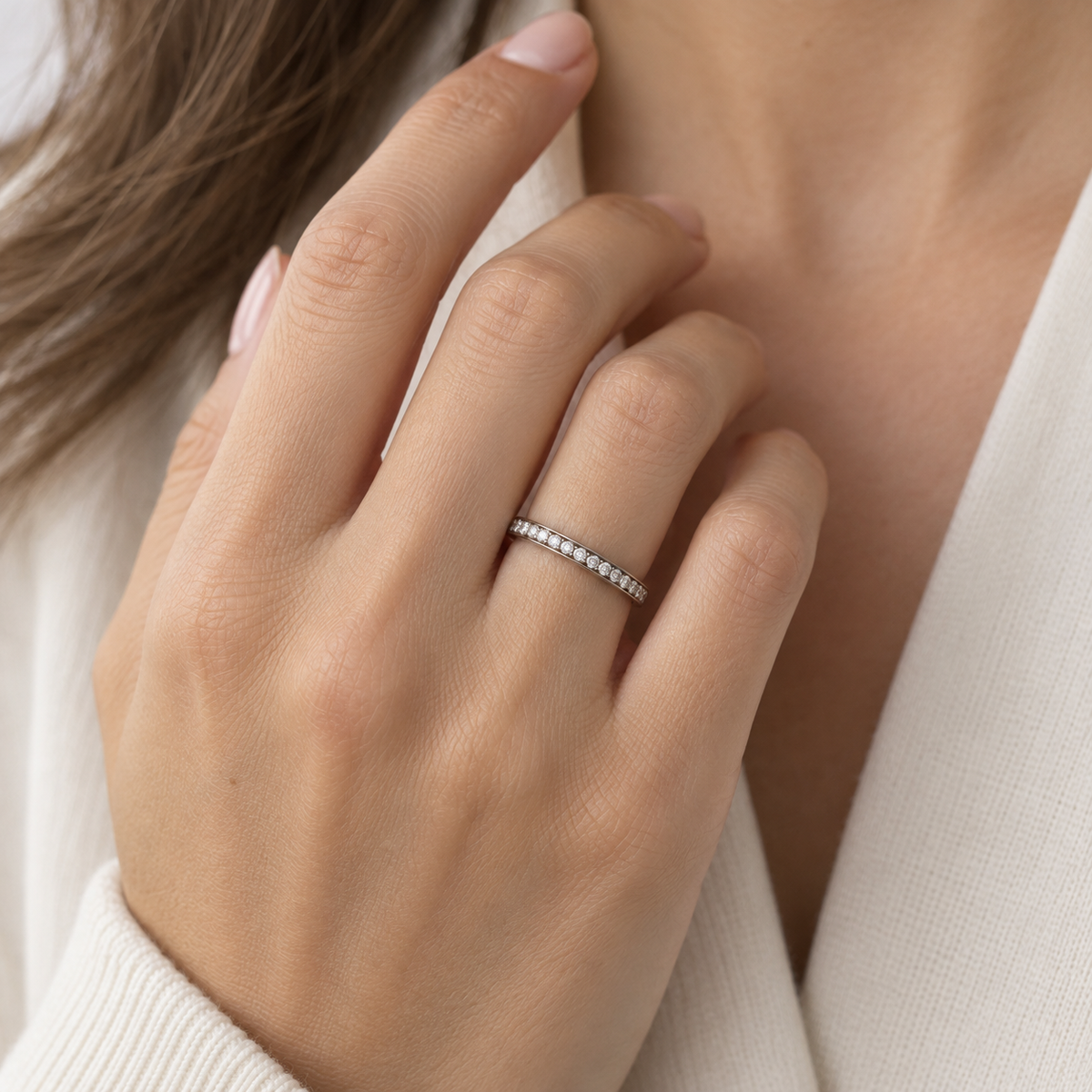 Cartier - Alliance Platine - 2 mm - Pavée
