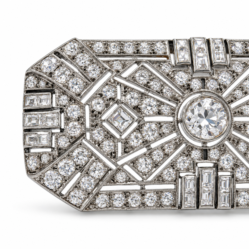 Broche Platine Art déco Diamants 4 carats