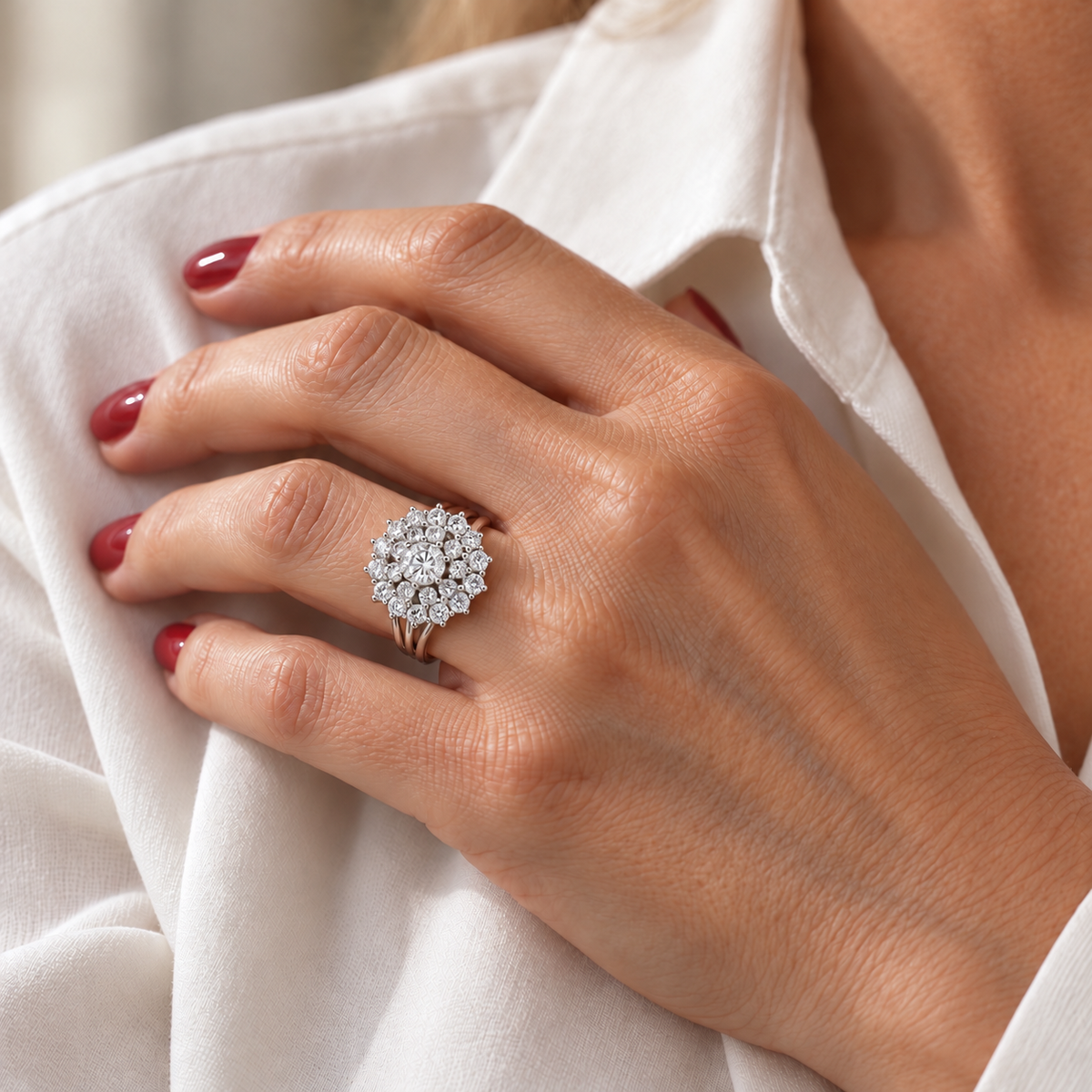Bague Marguerite Or blanc et Diamants 2,10 carats