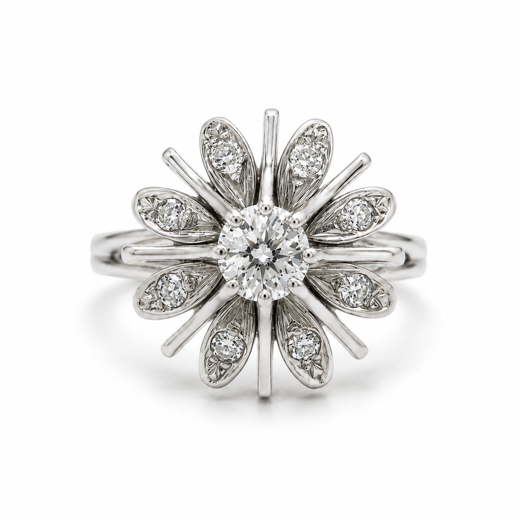 Bague Marguerite - Or blanc et Diamants