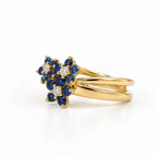 Bague fleur - Or jaune - Saphirs et Diamants