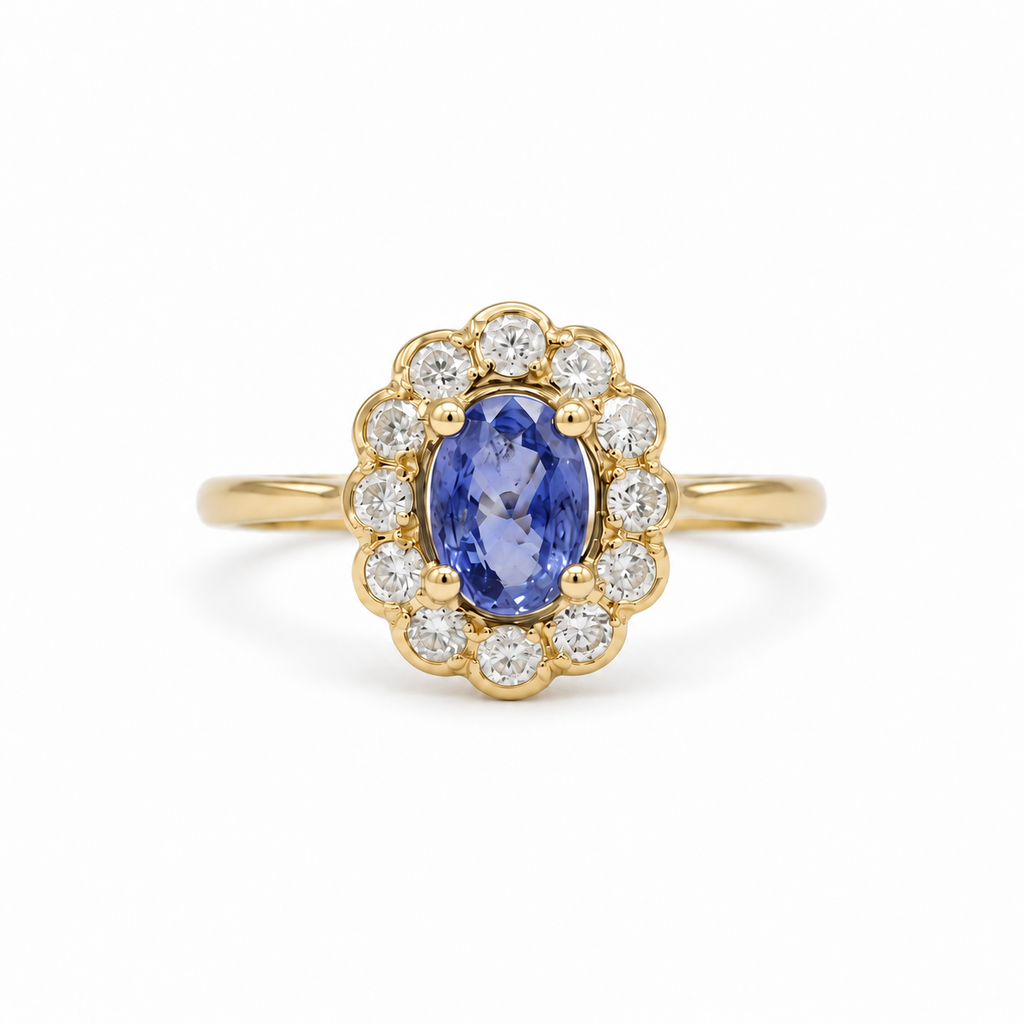 Bague Marguerite Or jaune Saphir et Diamants