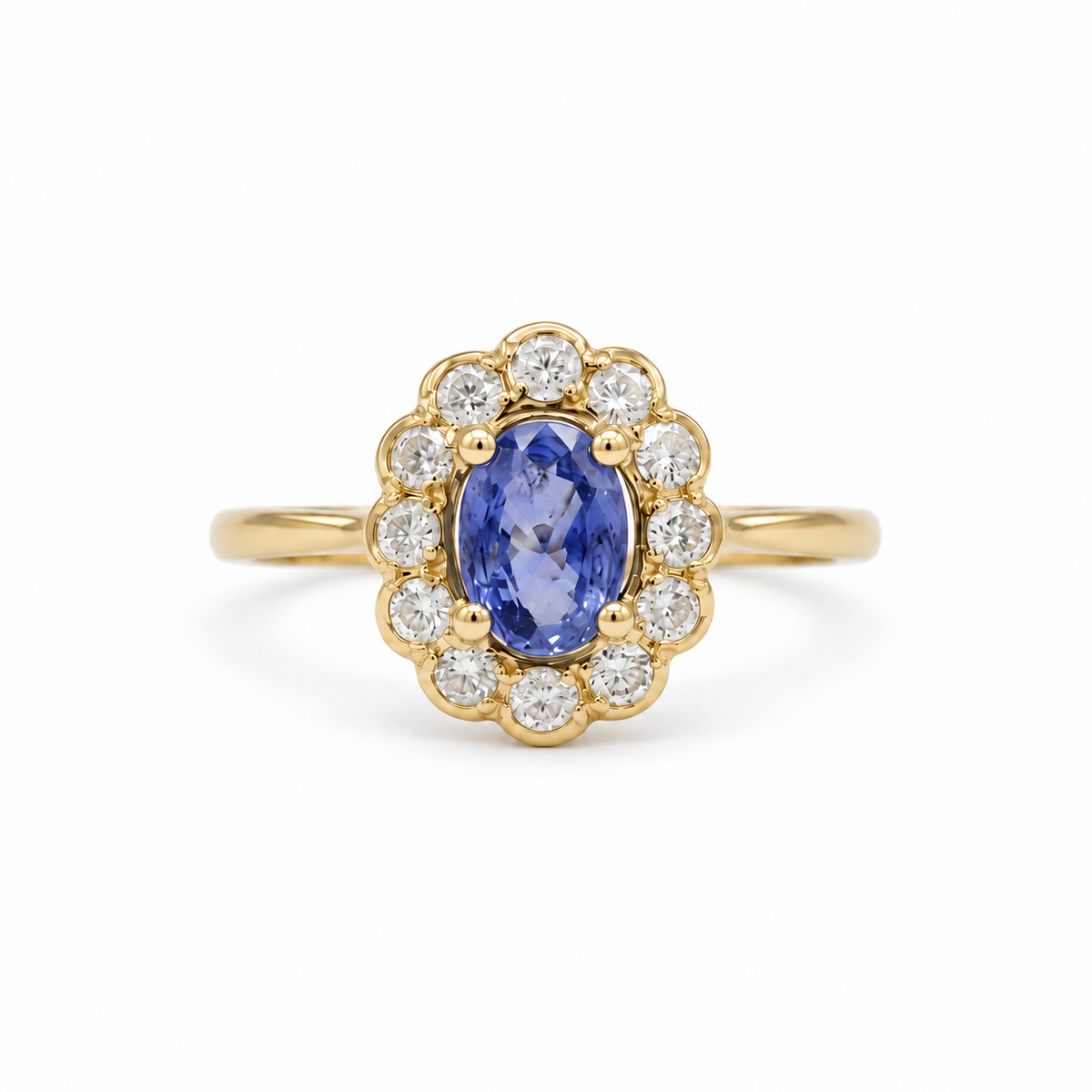 Bague Marguerite Or jaune Saphir et Diamants