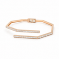 Bracelet Jonc - Or rosé et diamants baguette