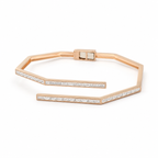 Bracelet Jonc - Or rosé et diamants baguette