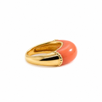 Bague Or jaune et Cabochon Corail