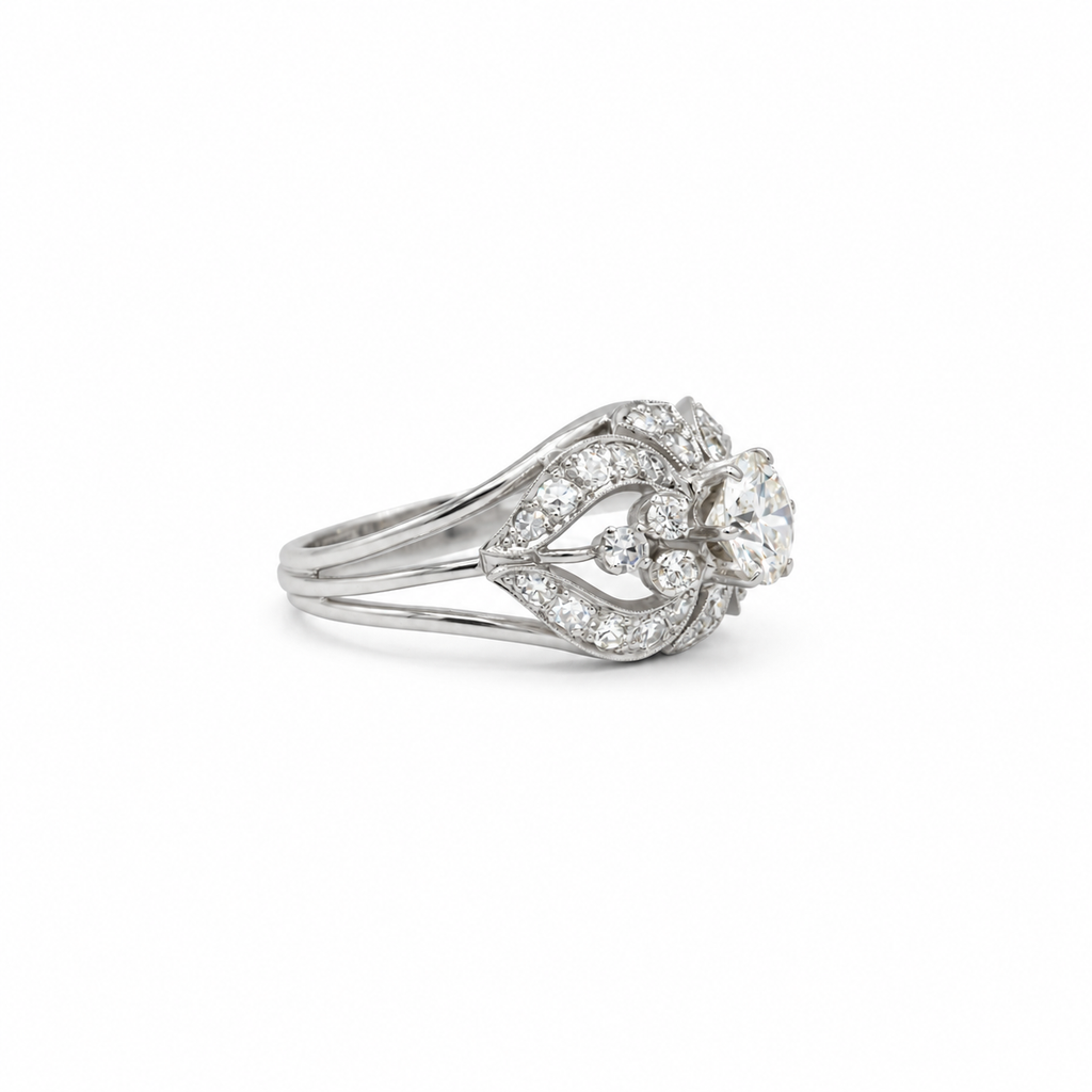 Art déco - Bague Platine et diamants