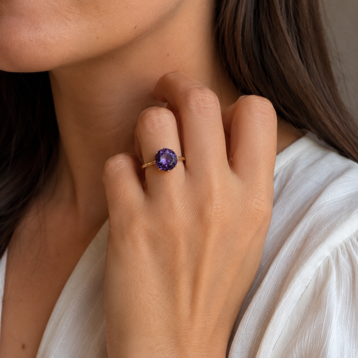 Bague Or Jaune - Améthyste