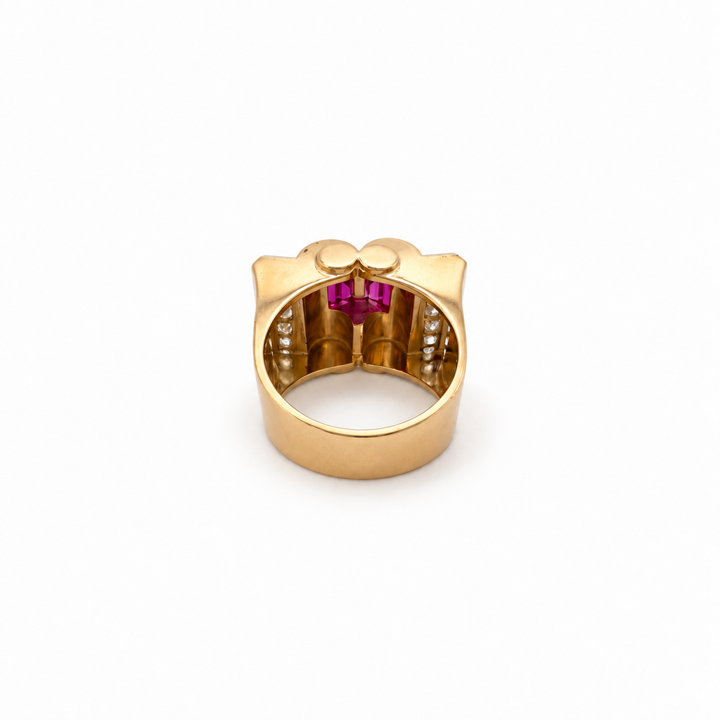 Bague Tank - Or jaune et diamants