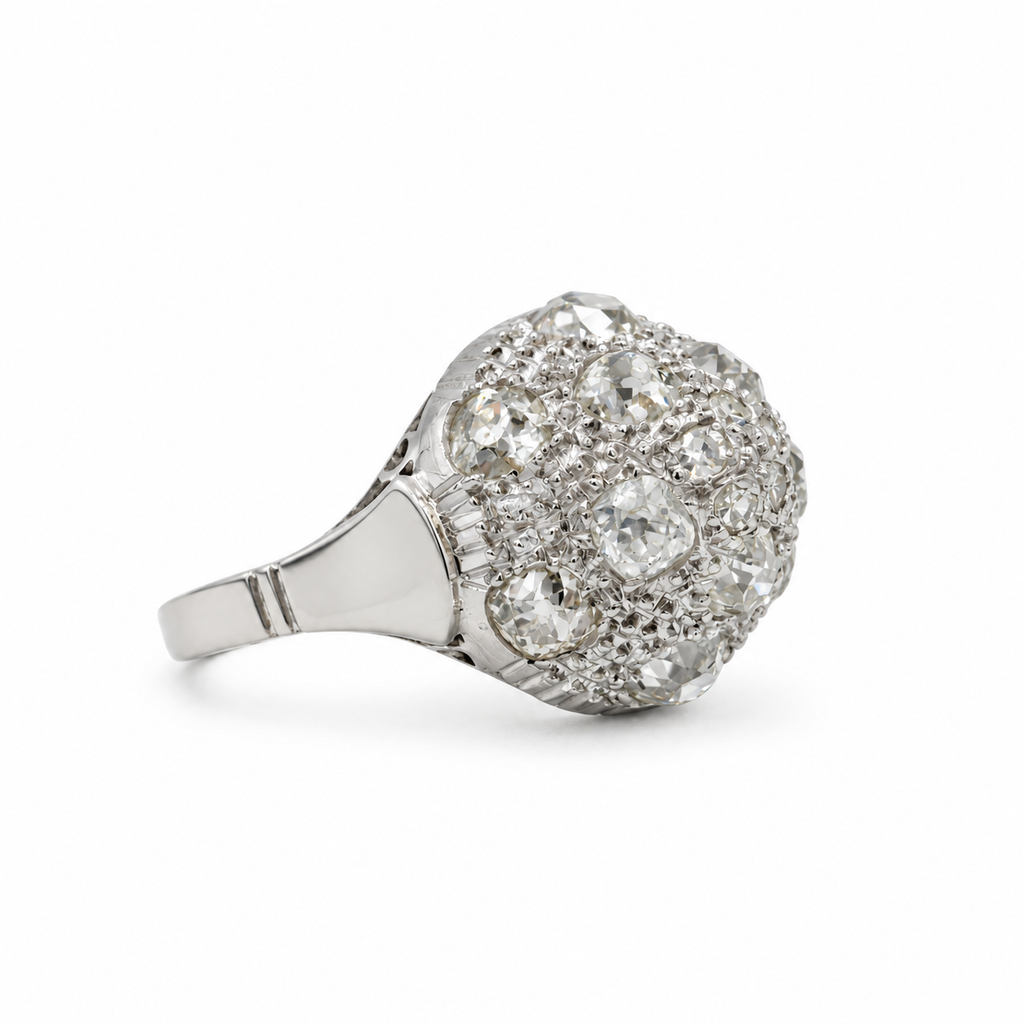 Art déco - Bague Or blanc, platine et diamants