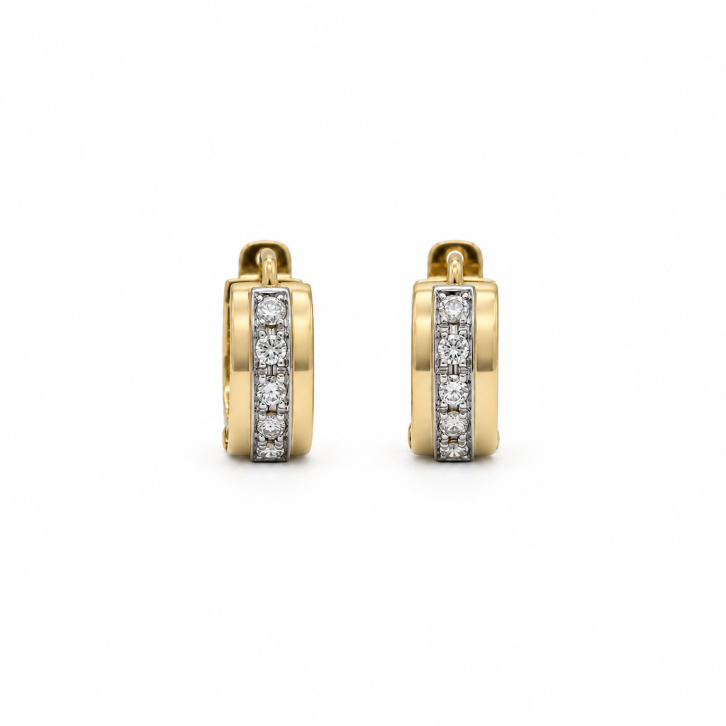 Boucles d’oreilles Créoles  Or jaune et Diamants